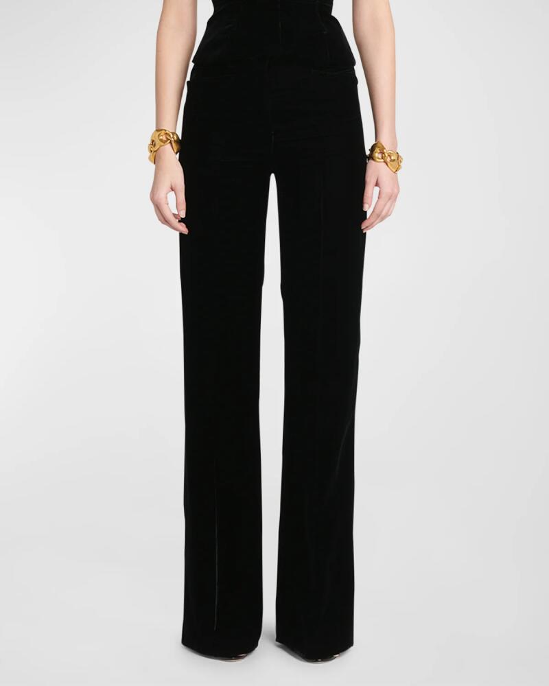 TOM FORD Mid-Rise Viscose Velvet Bootcut Pants Cover