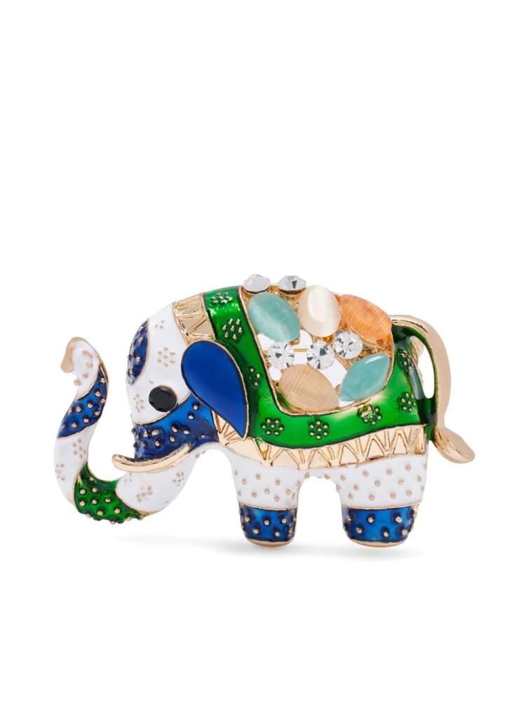 Hzmer Jewelry crystal-embellished elephant brooch - Gold Cover