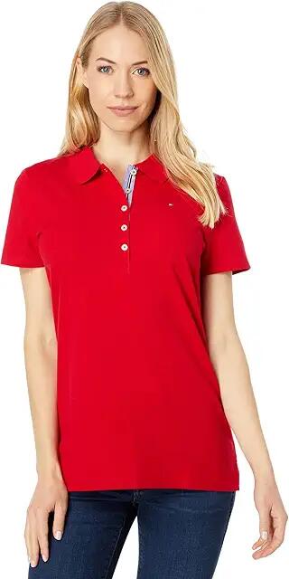 Tommy Hilfiger Solid Short Sleeve Polo (Scarlet) Women's Clothing Cover