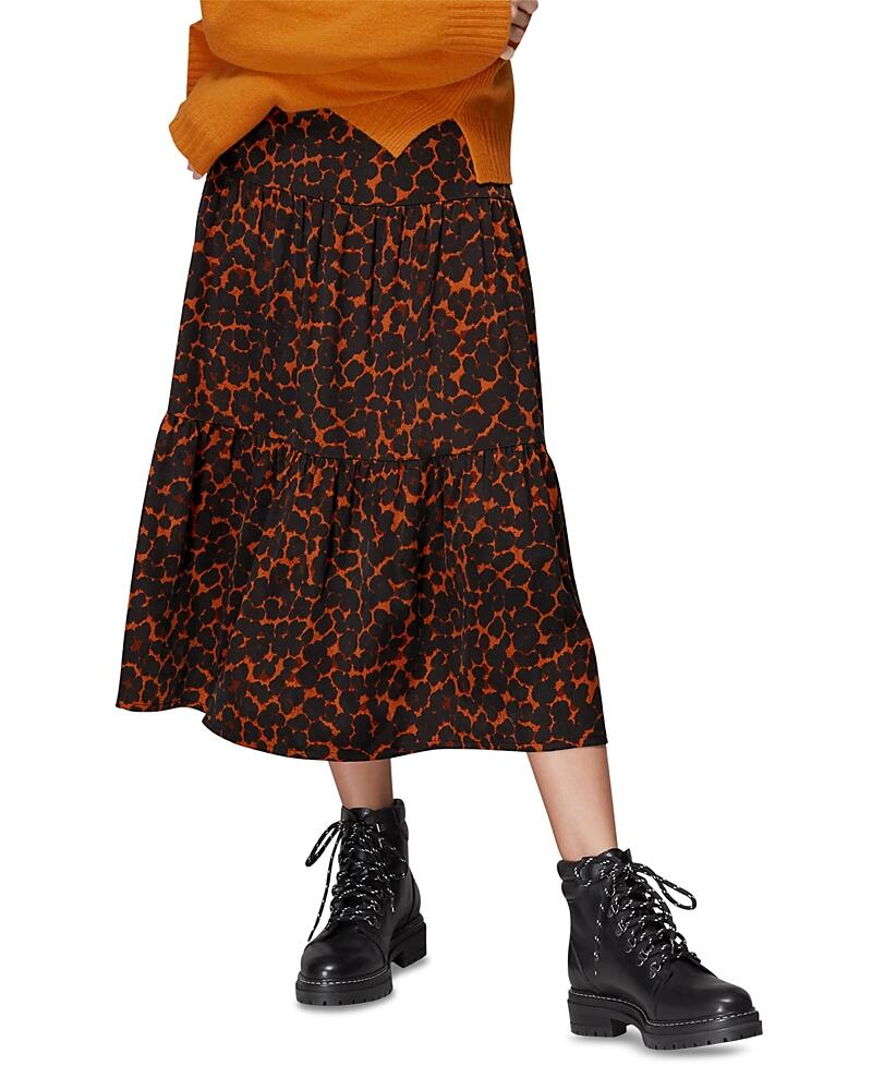 Whistles Animal Print Tiered Skirt Cover