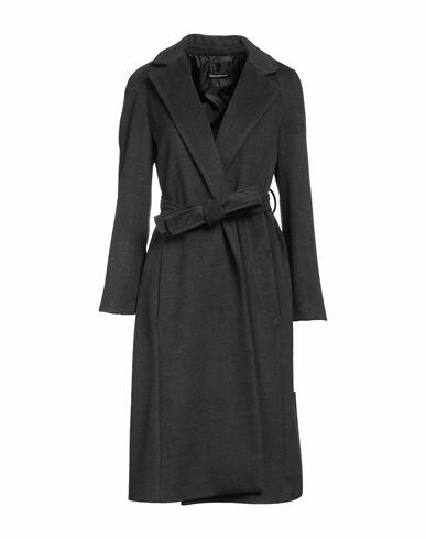 Biancoghiaccio Woman Coat Steel grey Polyester, Viscose Cover