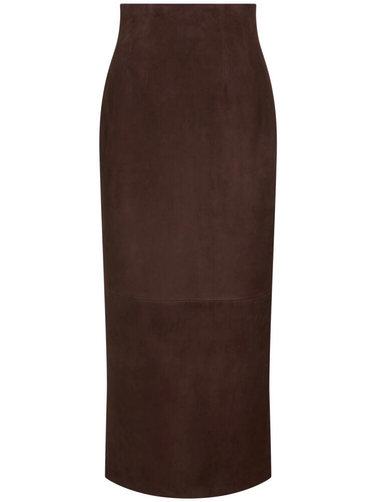 KHAITE Loxley Leather Long Skirt Cover