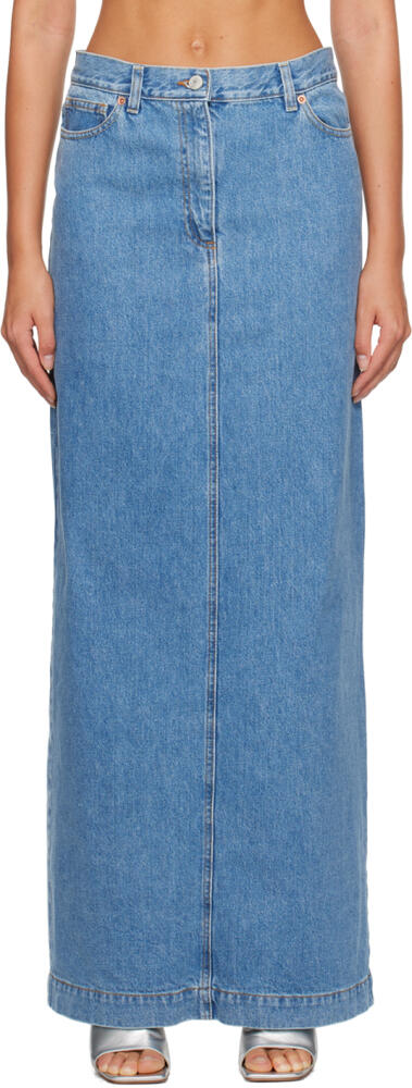 Magda Butrym Blue Split Denim Maxi Skirt Cover