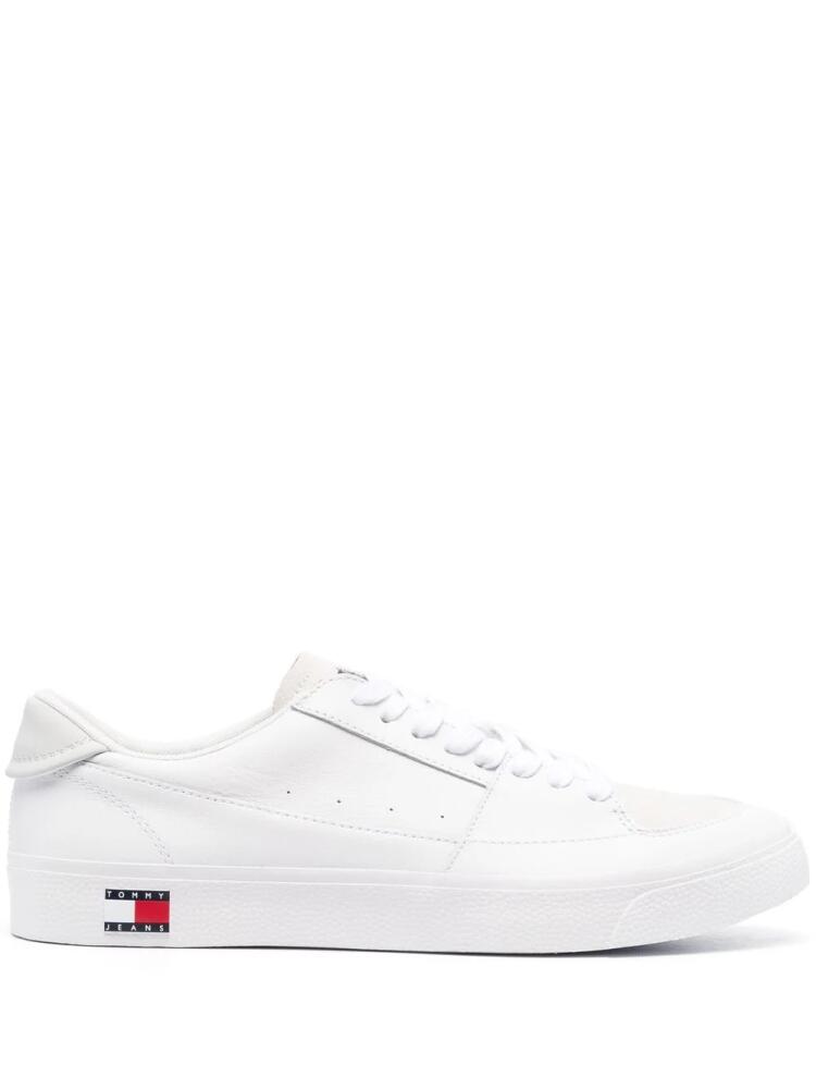 Tommy Jeans logo-detail low-top leather sneakers - White Cover