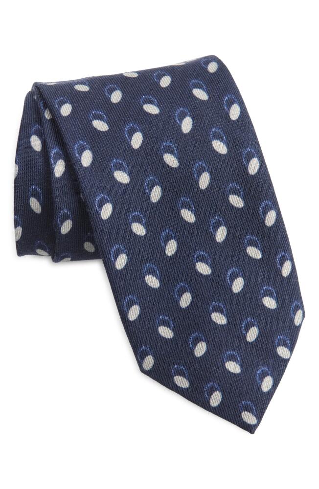 BOSS Polka Dot Jacquard Wool & Silk Tie in Dark Blue Cover