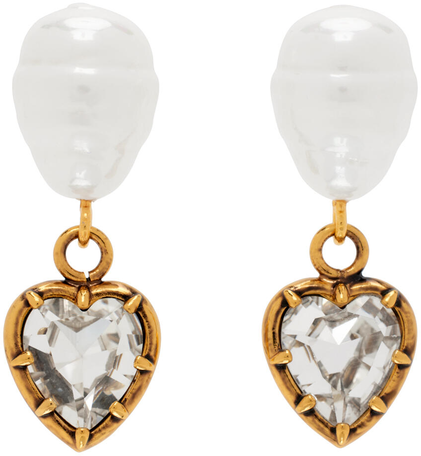 Erdem Gold Pearl & Heart Drop Earrings Cover