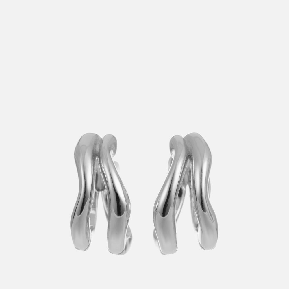 Astrid & Miyu Molten Sterling Silver Duo Huggie Earrings Cover