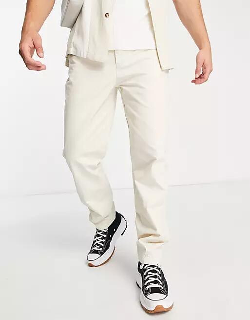 Topman tapered curved leg pants in ecru-White Cover