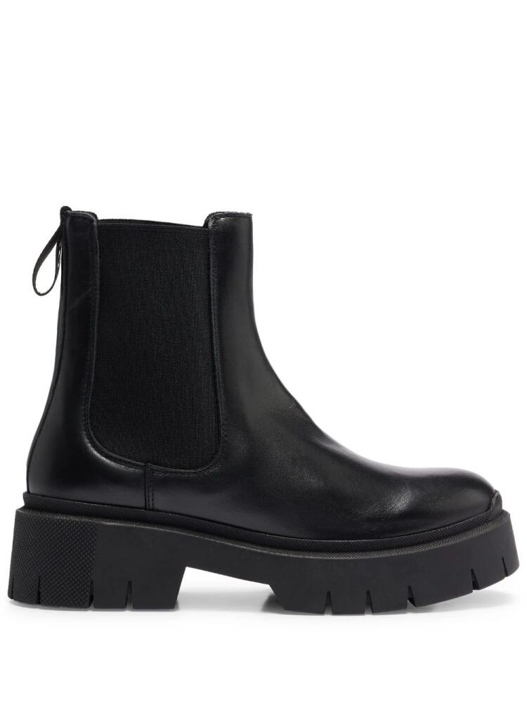 HUGO logo pull-tab leather boots - Black Cover