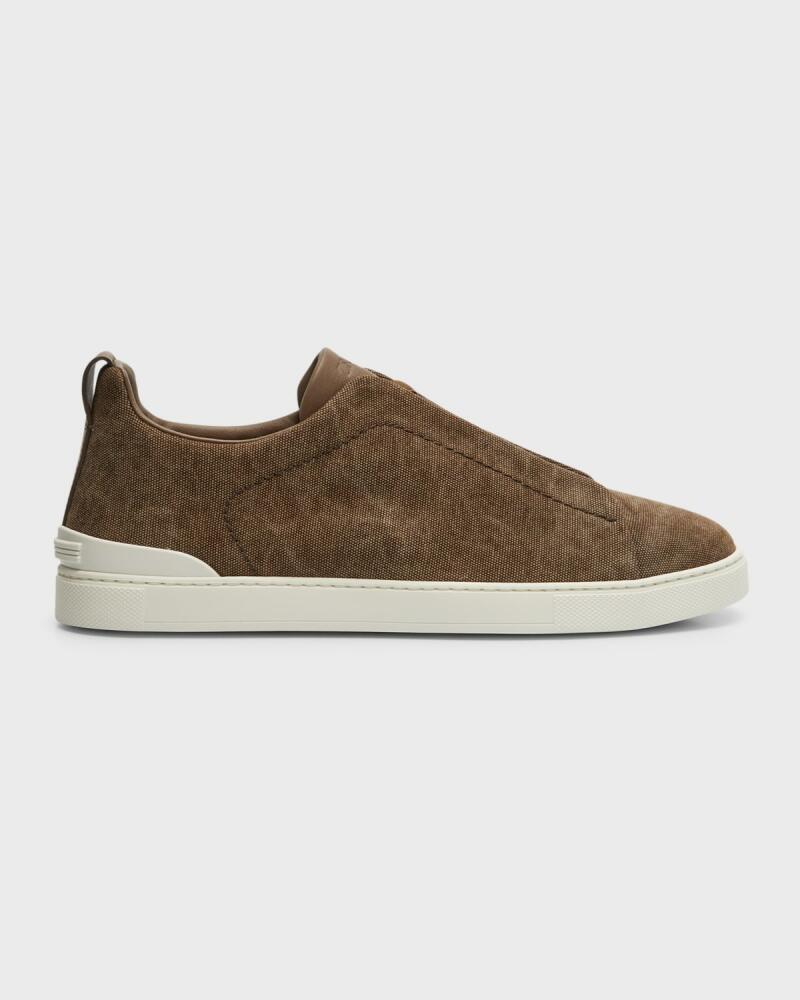 ZEGNA Men's Triple Stitch Canvas Slip-On Sneakers Cover