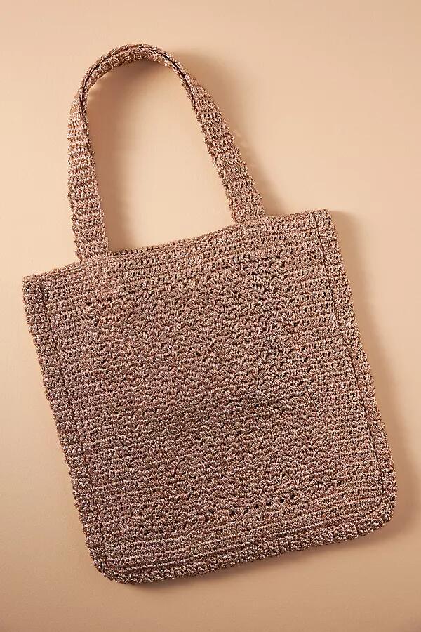 By Anthropologie Metallic Crochet Tote Cover