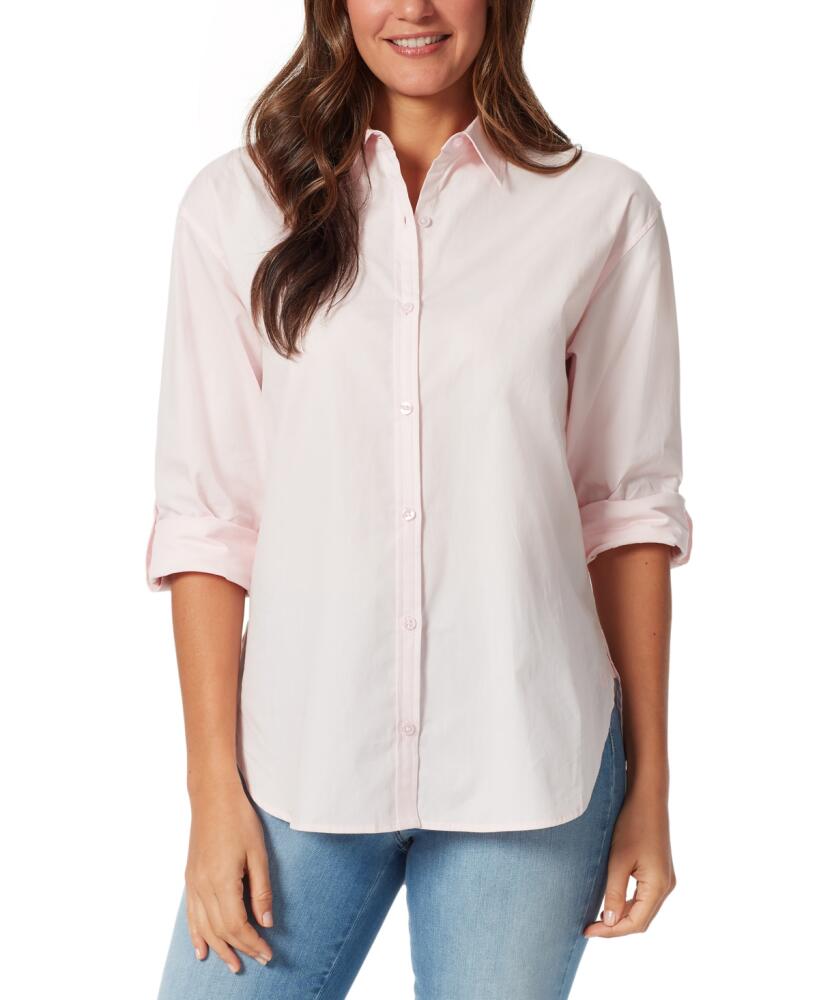 Gloria Vanderbilt Petite Amanda Cotton Button-Front Shirt - Pink Paras Cover