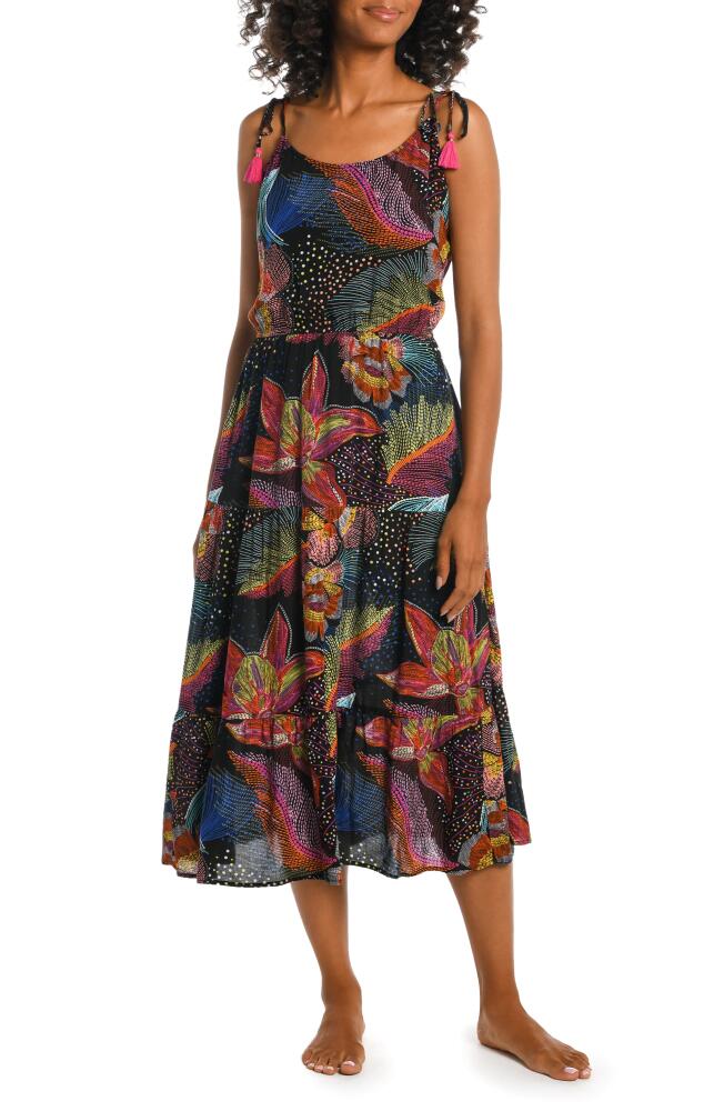 La Blanca Sunlit Soiree Tiered Crepe Cover-Up Dress in Multi Cover