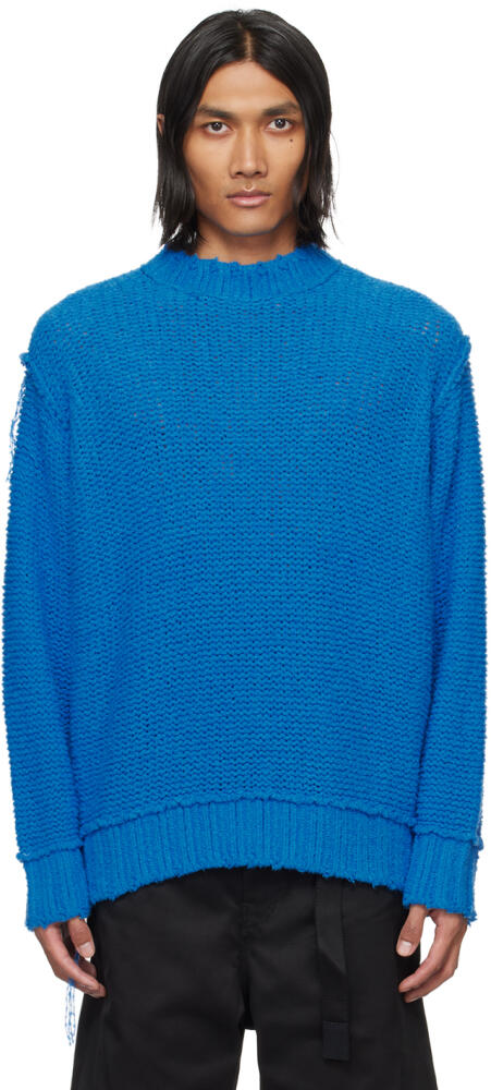 sacai Blue Loose Thread Sweater Cover