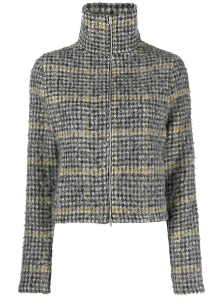 OUR LEGACY houndstooth-pattern brushed-knit jacket - Grey Cover