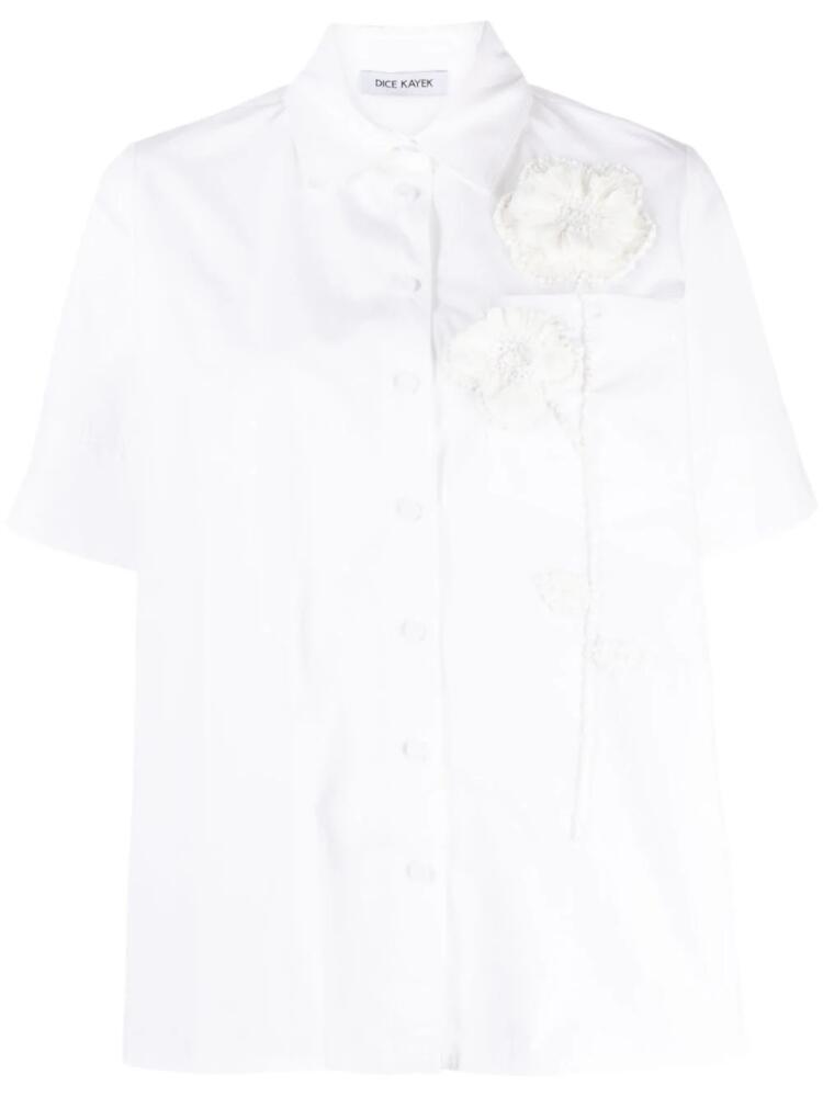 Dice Kayek floral-embroidered ruffled cotton shirt - White Cover