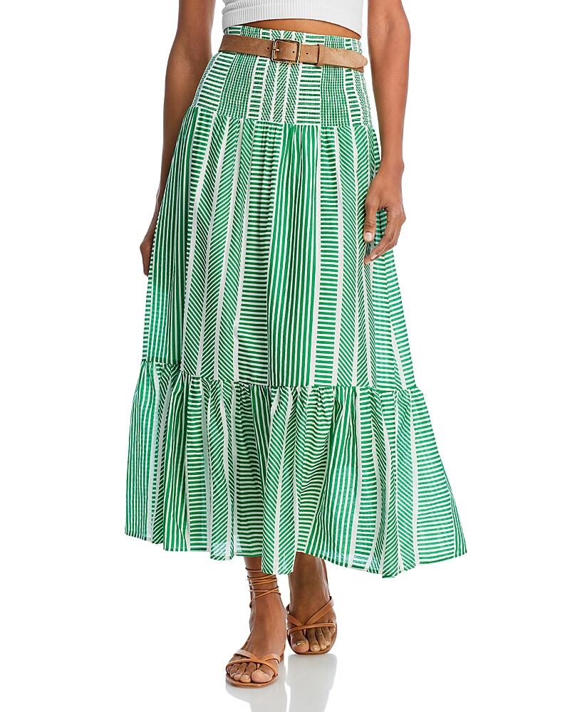 Aqua Striped Midi Skirt - Exclusive Cover