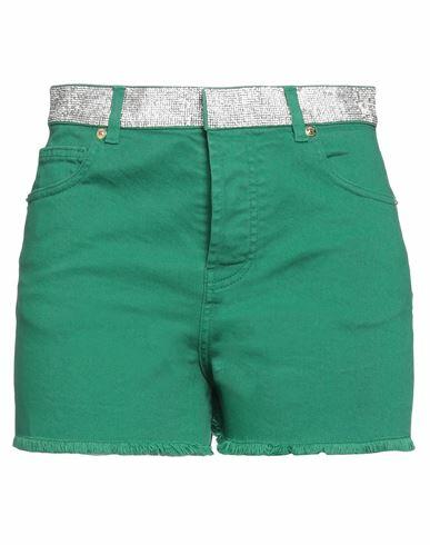 Alexandre Vauthier Woman Denim shorts Green Cotton, Elastane Cover