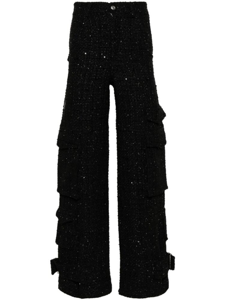 GCDS Ultracargo tweed wide-leg trousers - Black Cover