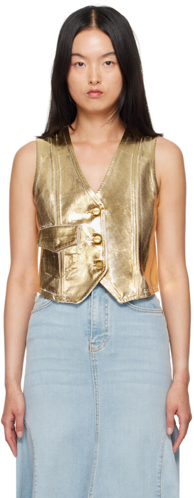 GANNI Gold Foil Denim Vest Cover