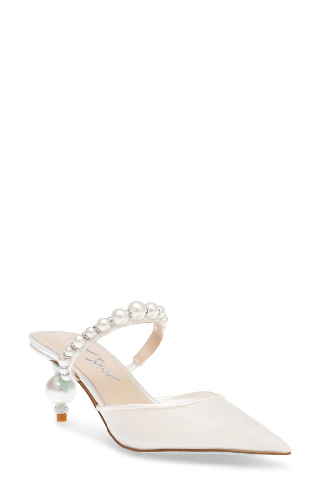 Betsey Johnson Evey Imitation Pearl Pointed Toe Mule in Ivory Cover