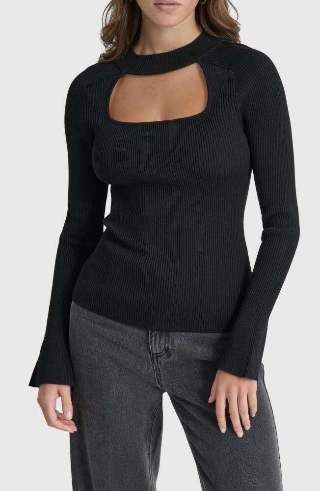 DKNY Cutout Bell Sleeve Sweater in Black Cover