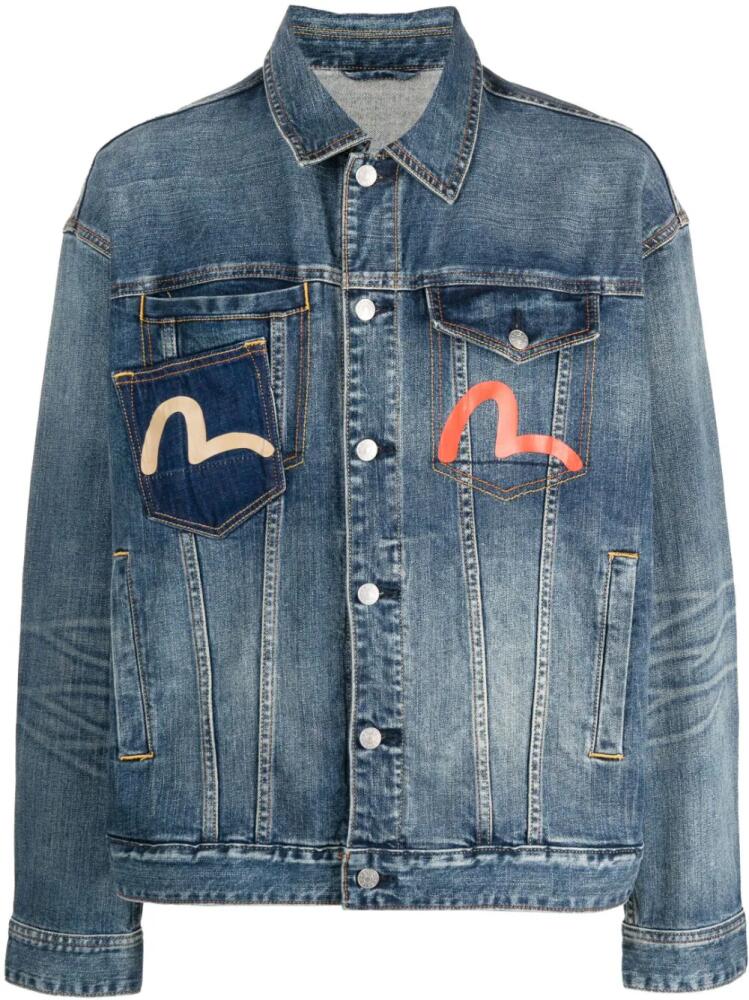 EVISU seagull-print denim jacket - Blue Cover