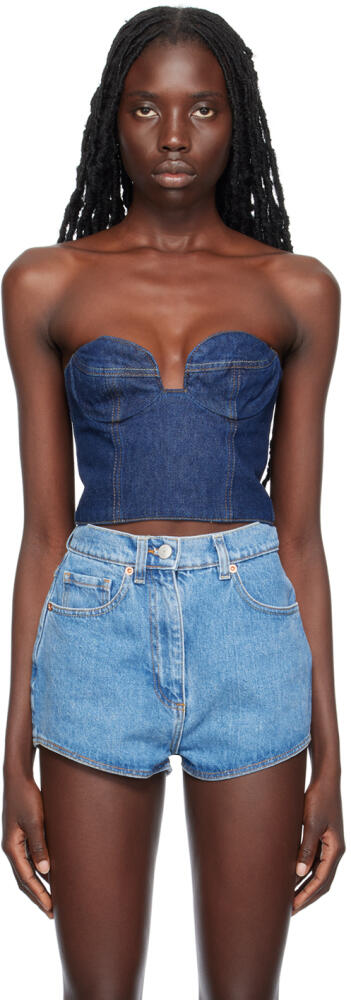 Magda Butrym Navy Corset Denim Tank Top Cover