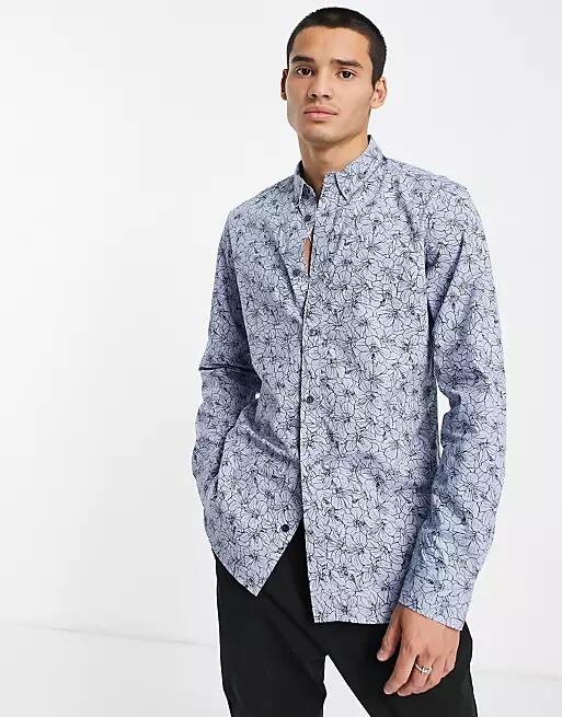 French Connection flower shirt in navy Cover