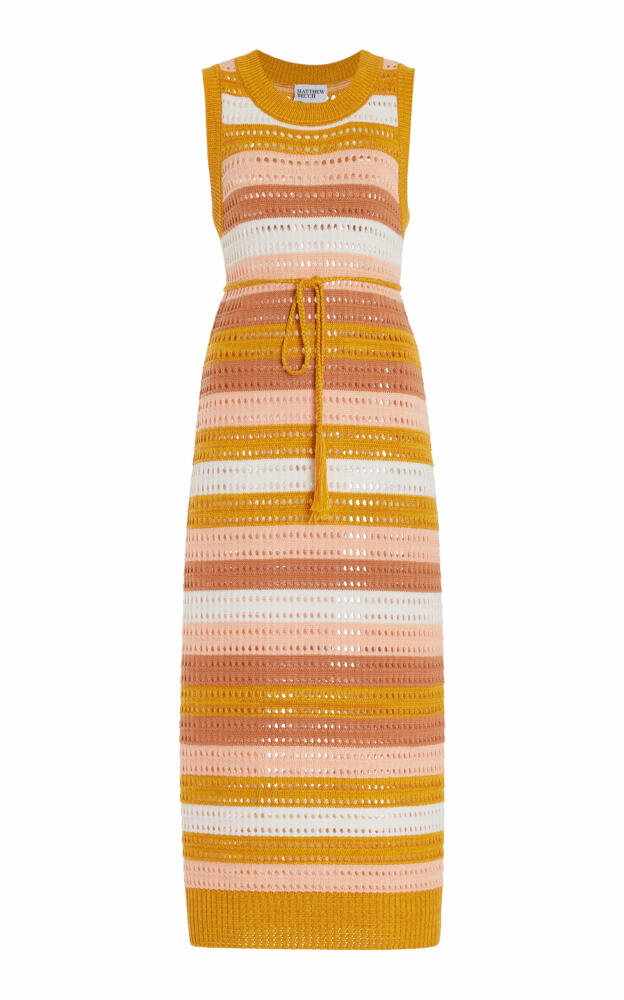 Matthew Bruch - Striped Knit-Mesh Midi Tank Dress - Stripe Cover