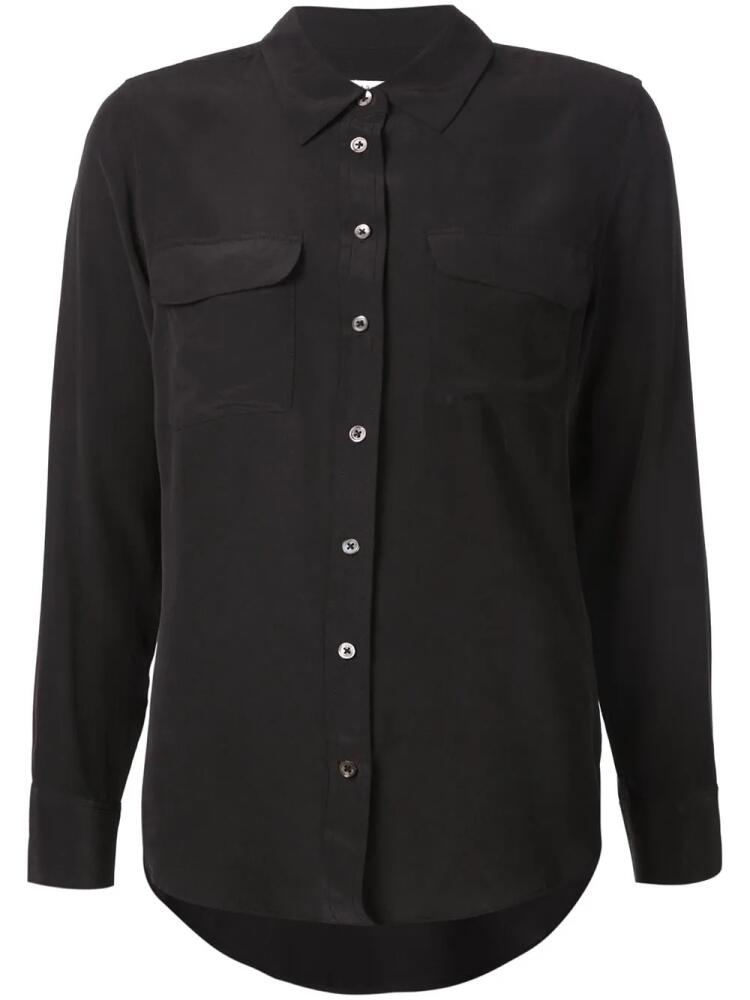 Equipment Signature slim-fit silk shirt - Black Cover