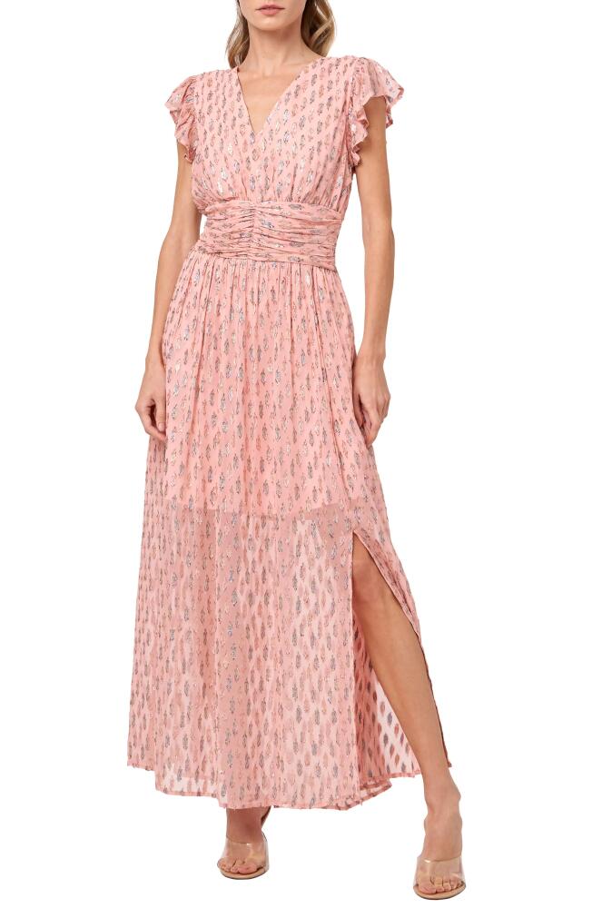 CIEBON Jennsen Metallic Clip Dot Maxi Dress in Pink Cover