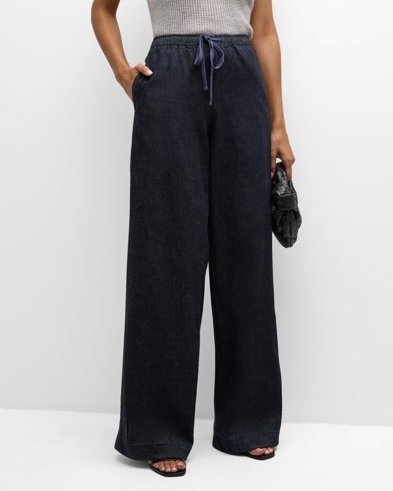 Vince Low-Rise Wide-Leg Cotton Twill Pants Cover