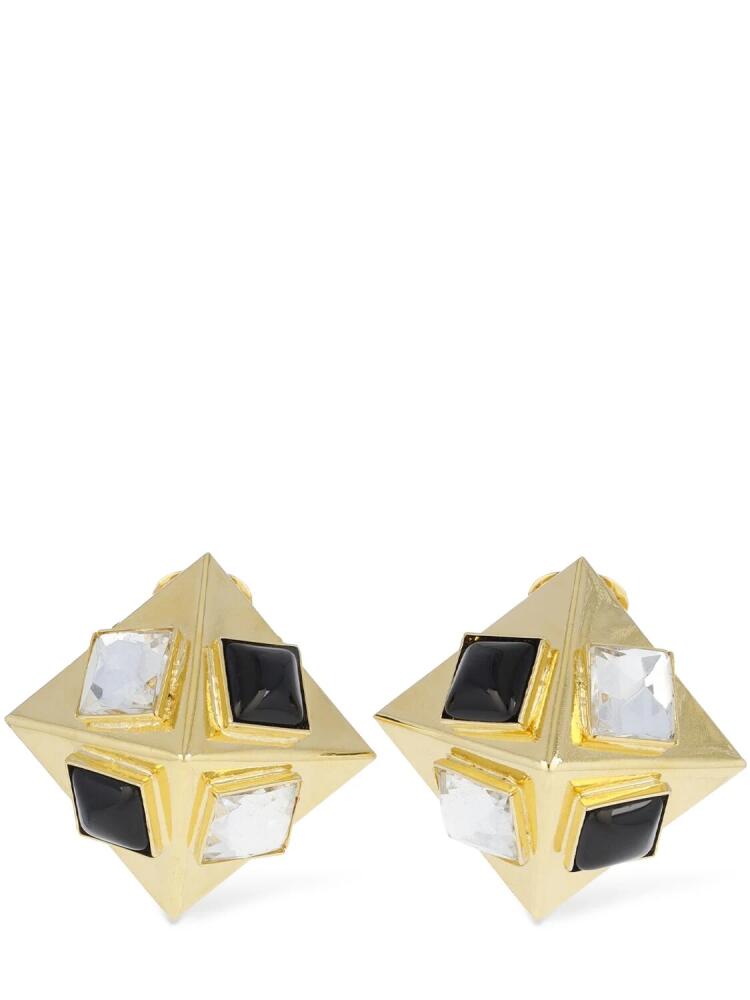 ALESSANDRA RICH Pyramid Earrings W/ Crystals Cover