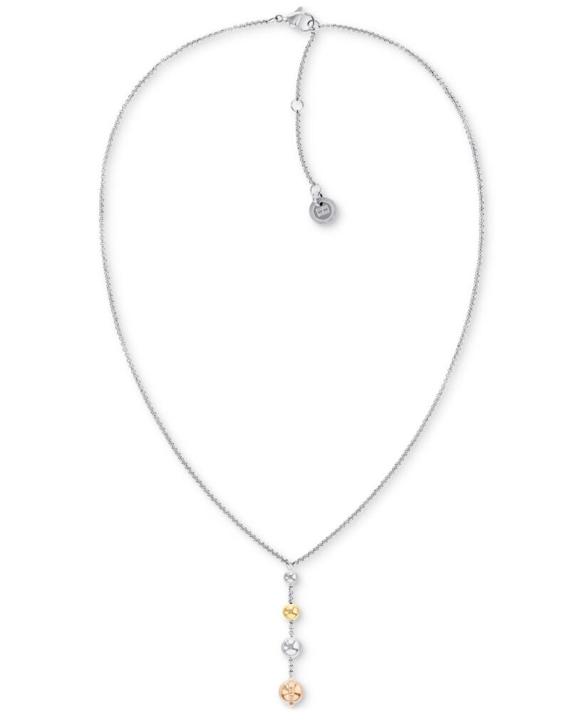 Tommy Hilfiger Two-Tone Stainless Steel Metallic Orb Lariat Necklace, 17" + 2" extender - Multi Cover