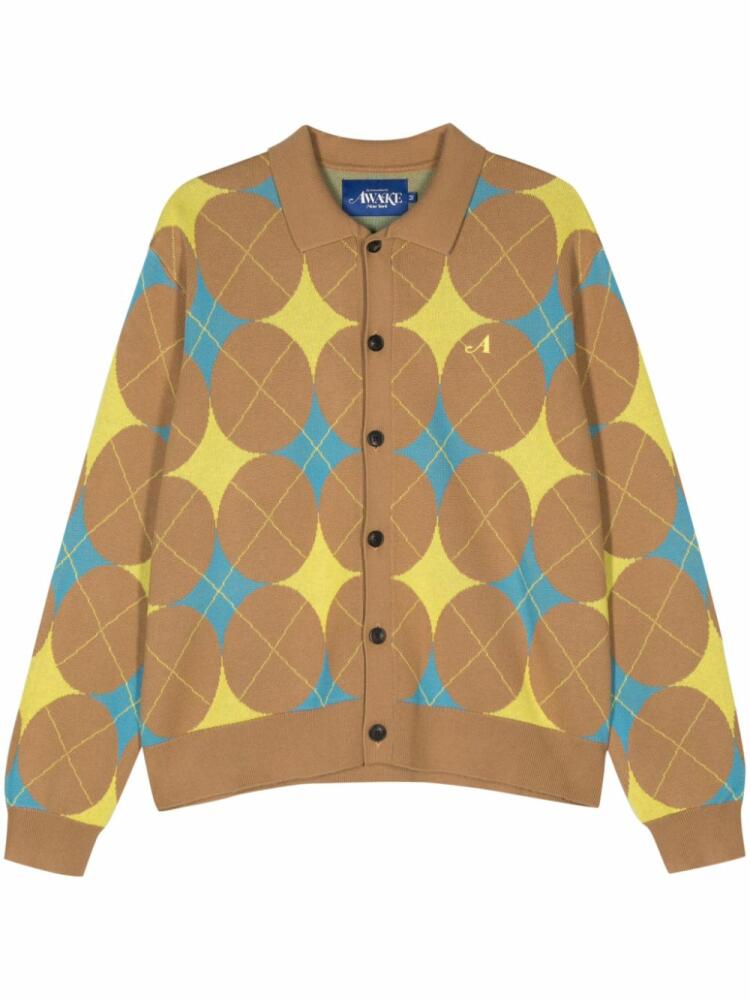 Awake NY argyle-knit collared cardigan - Brown Cover