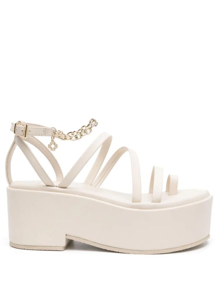 Maje chain-embellished platform sandals - Neutrals Cover