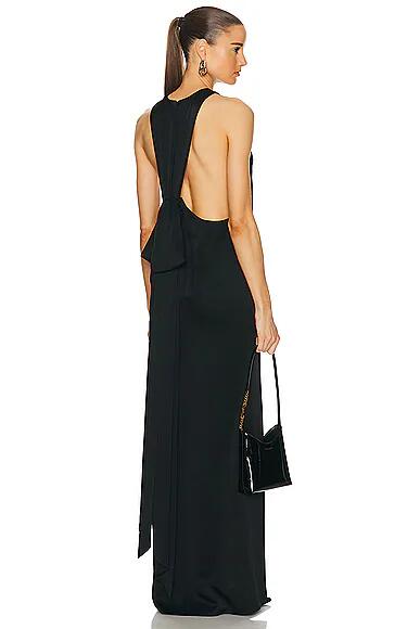 Saint Laurent Satin Maxi Dress in Black Cover