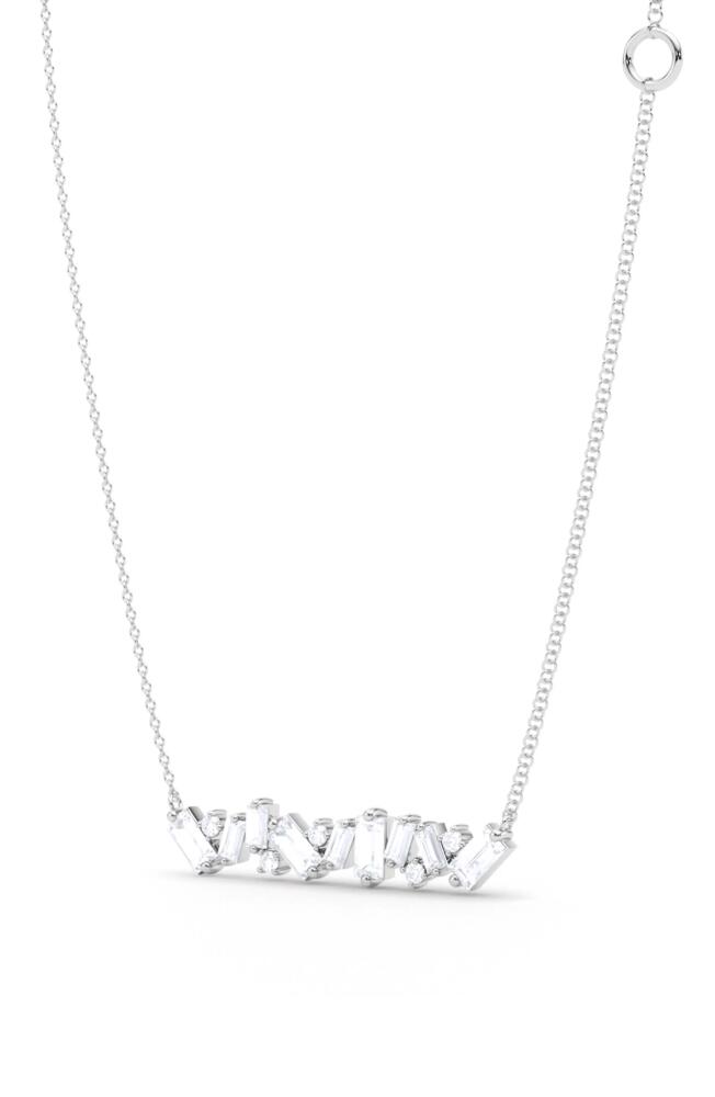 HauteCarat Baguette & Round Lab Created Diamond Pendant Necklace in 18K White Gold Cover