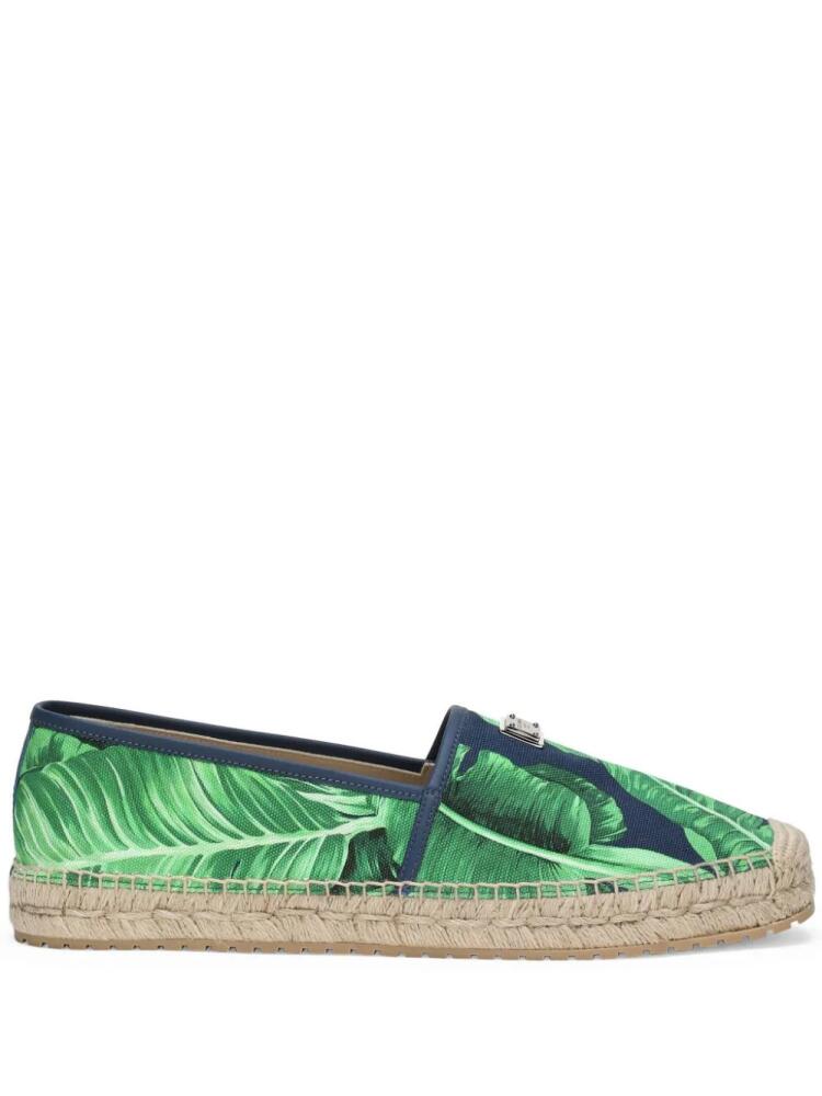 Dolce & Gabbana leaf-print canvas espadrilles - Blue Cover