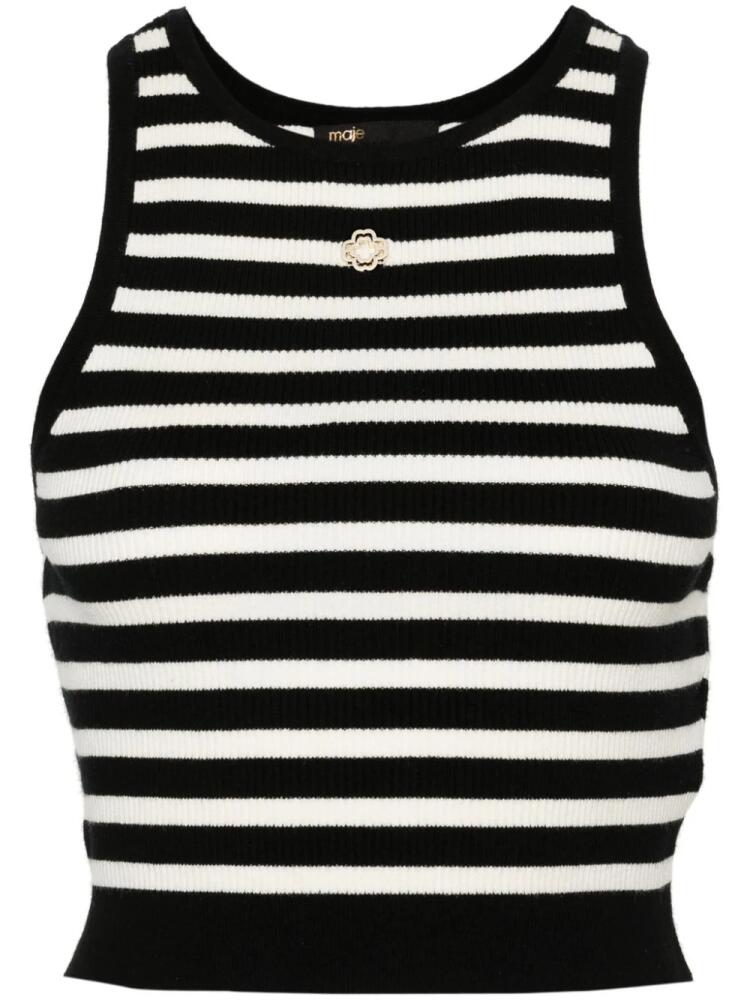 Maje striped cropped tank top - Black Cover