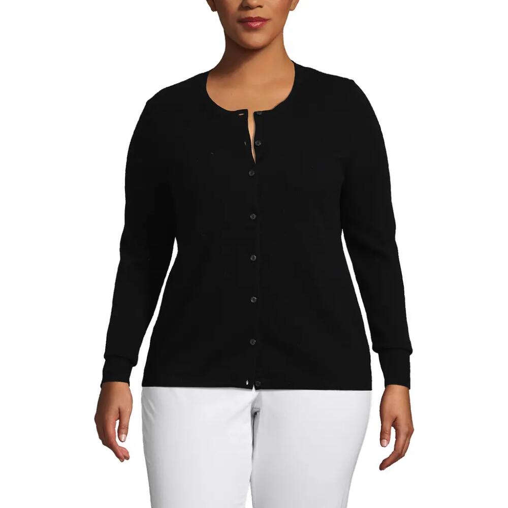 Lands' End Plus Size Cashmere Cardigan Sweater in Black Cover