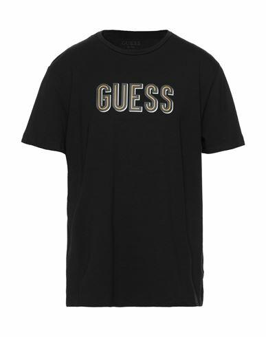 Guess Man T-shirt Black Cotton, Elastane Cover