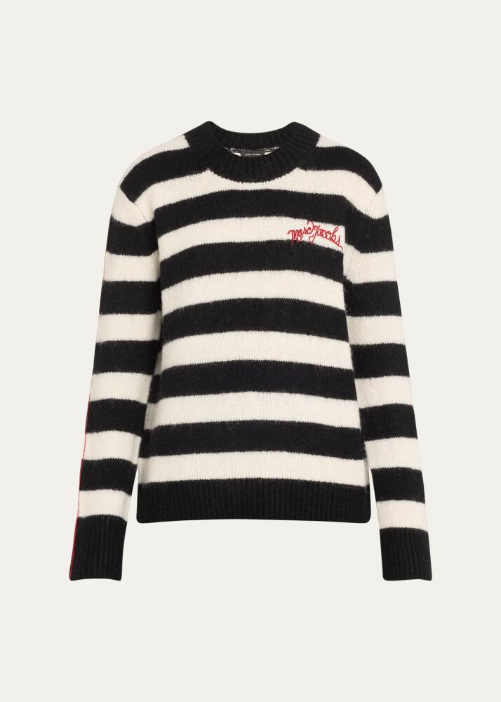 Marc Jacobs Logo Striped Wool Crewneck Sweater Cover