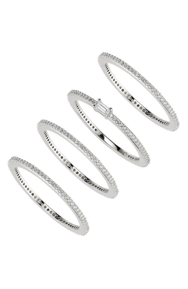 Nadri Pave The Way Set of 4 Cubic Zirconia Stacking Rings in Rhodium Cover