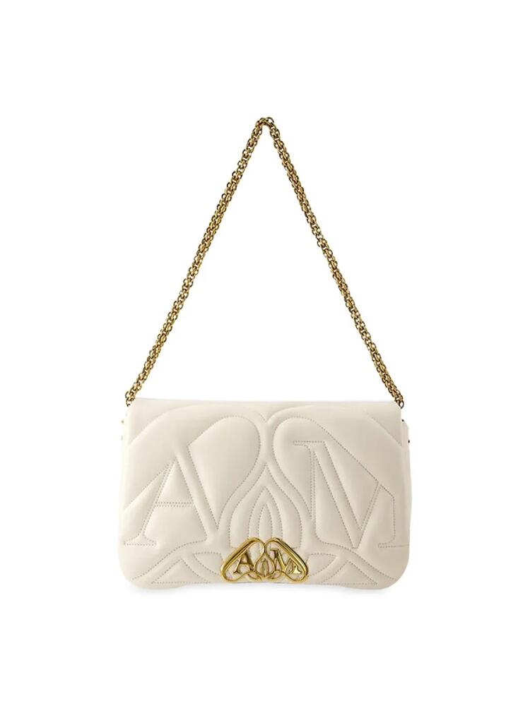 Women's The Seal Crossbody Bag - Alexander Mcqueen - Leather - Ivory - Beige Cover