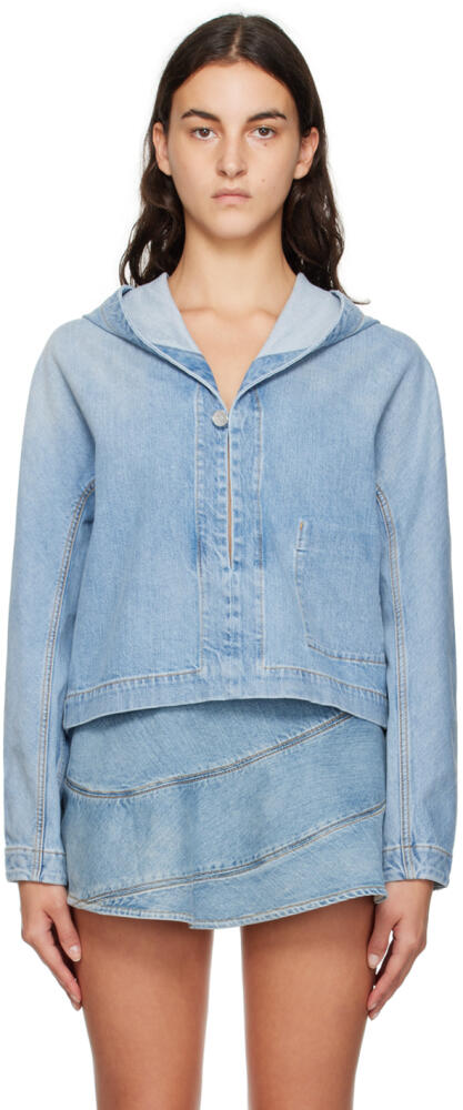 ALAÏA Blue Hooded Denim Jacket Cover