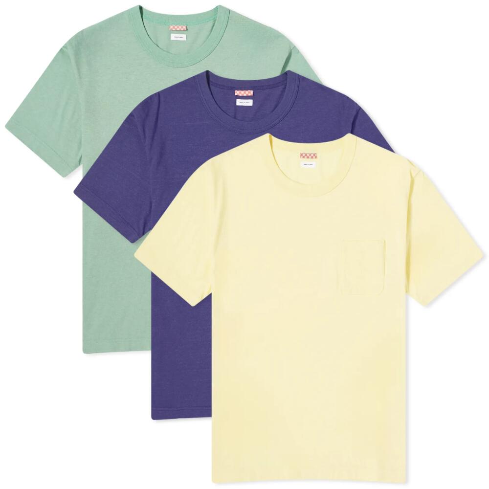 Visvim Men's Sublig Jumbo T-Shirt - 3 Pack in Green Navy Yellow Cover