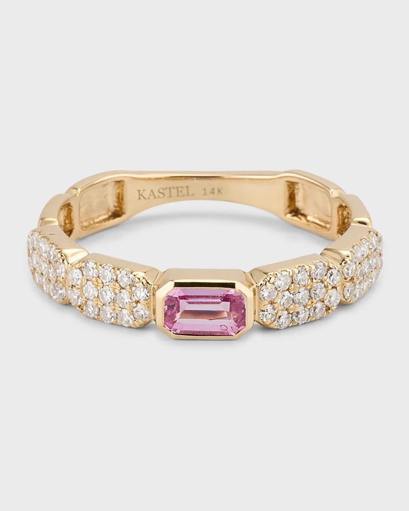 Kastel Jewelry 14K Chemin Pink Sapphire and Diamond Pave Band Ring, Size 7 Cover