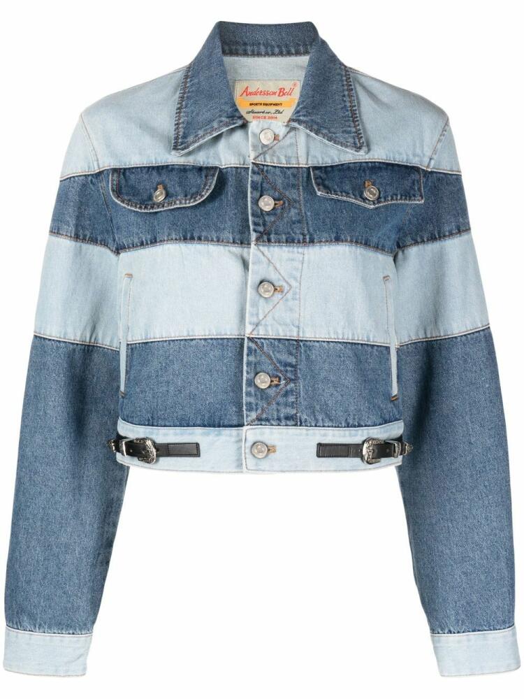 Andersson Bell Mahina patchwork-striped denim jacket - Blue Cover